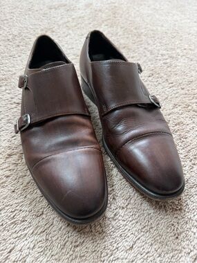 Ecco Men's Double Monk Strap Shoes in Dark Brown Leather